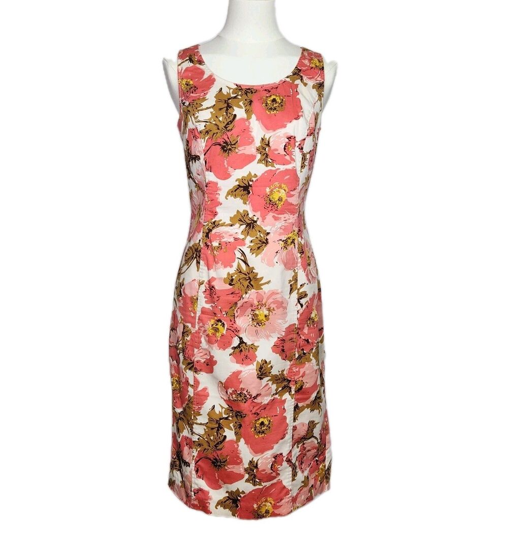 Vintage 90s Newport News Sheath Dress Size 4 Pink Gold Floral Y2K Cottagecore